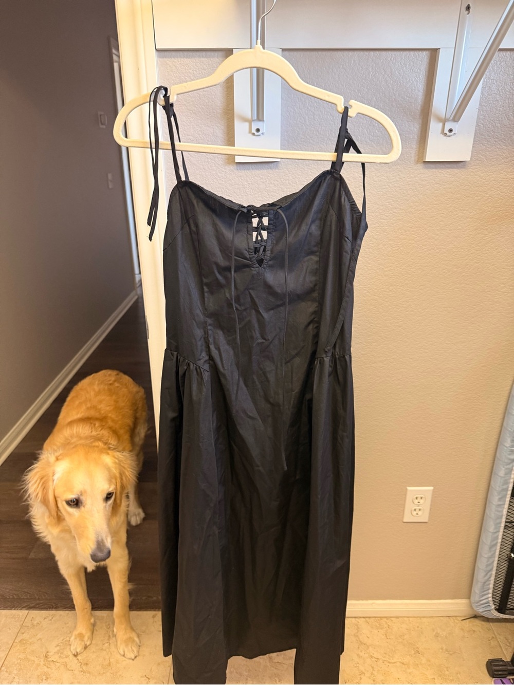 Strapless Black Tie-Shoulder Dress